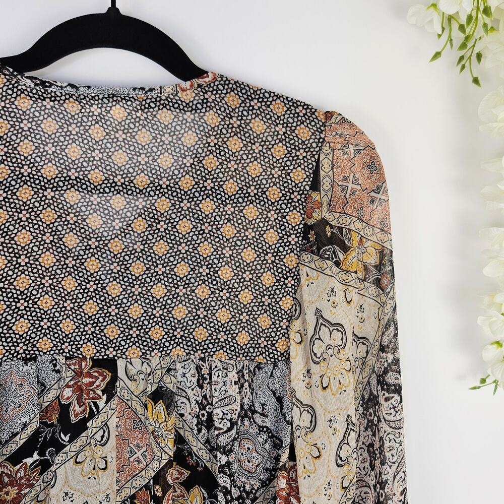 Maurices Medium Boho Patchwork Blouse Bubble Slee… - image 8